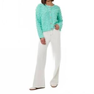 NEW ESQUALO fivika fringed cardigan in light mint